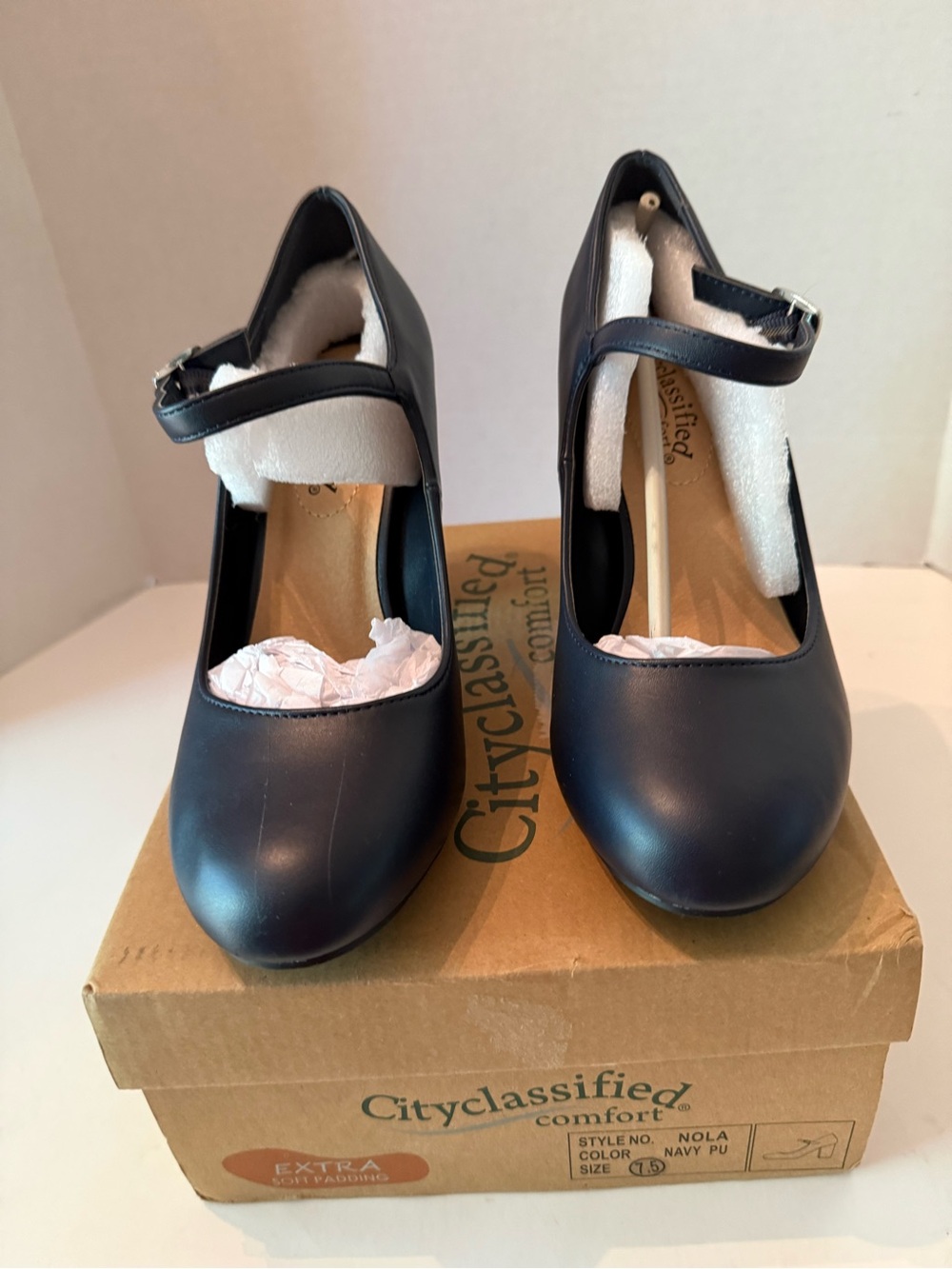 Cityclassified Navy Mary Jane Heels with Ankle Strap Women’s 7.5 NEW